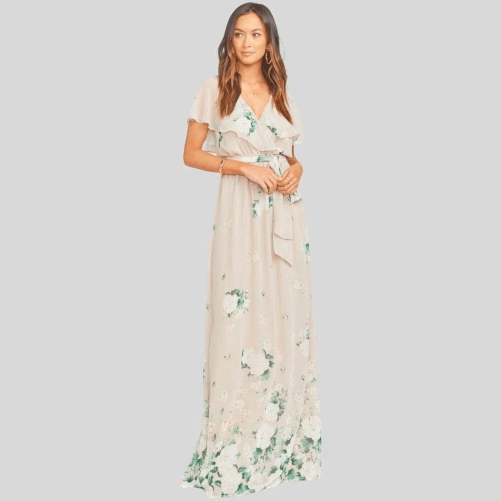 Show Me Your MuMu Floral Maxi Dress - Cream and Green